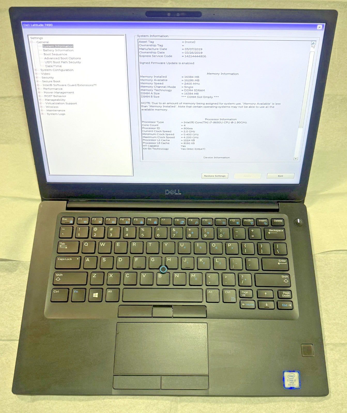 Dell Latitude 7490 FHD Touch 1.9 GHz i7-8650U 16GB RAM 512GB SSD