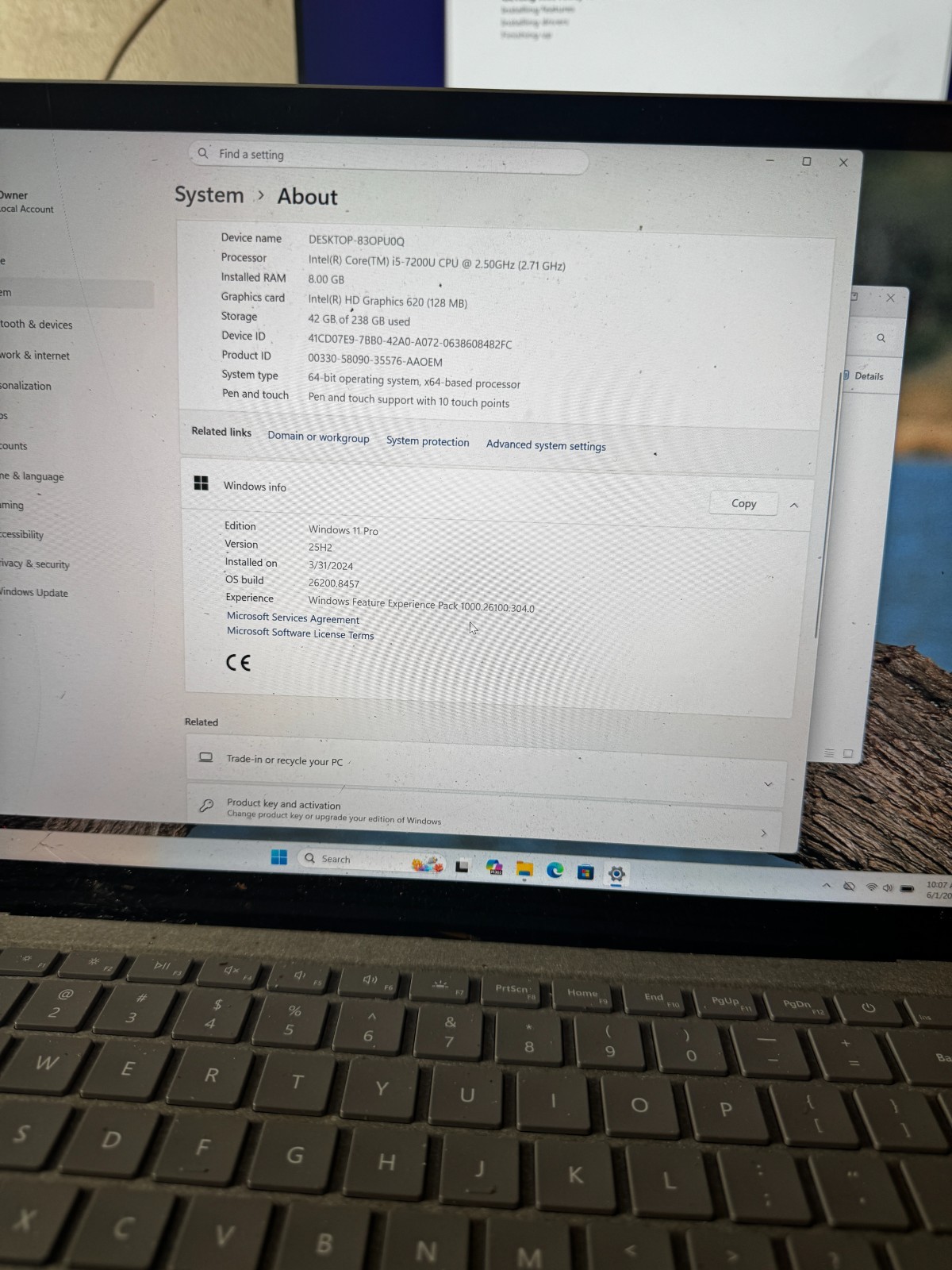 Microsoft Surface Laptop 1769 Core i5-7200U, 8GB RAM, 256GB SSD *READ # 5958