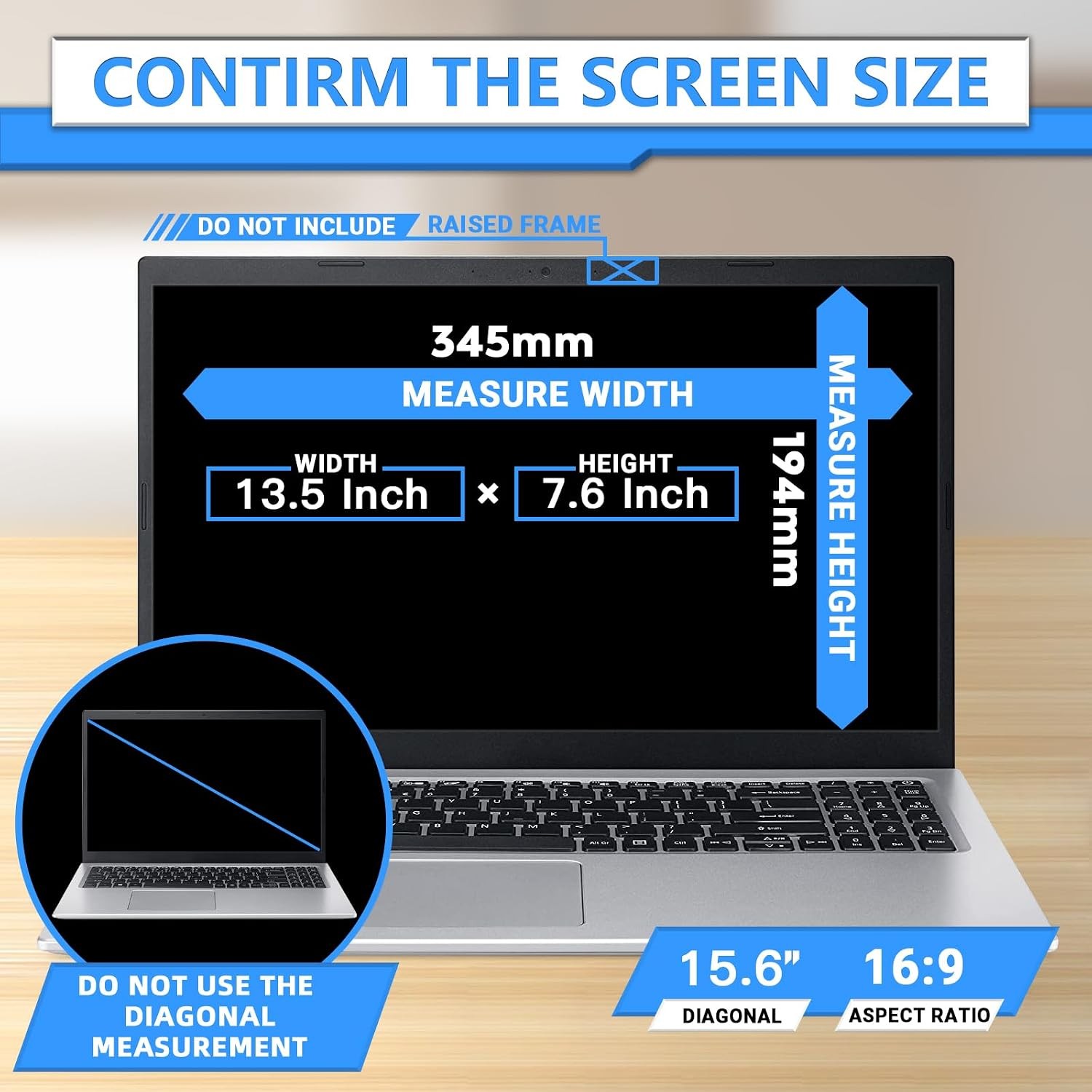 Magnetic Laptop Privacy Screen 15.6 Inch 16:9 for HP Dell Acer Asus Samsung Leno