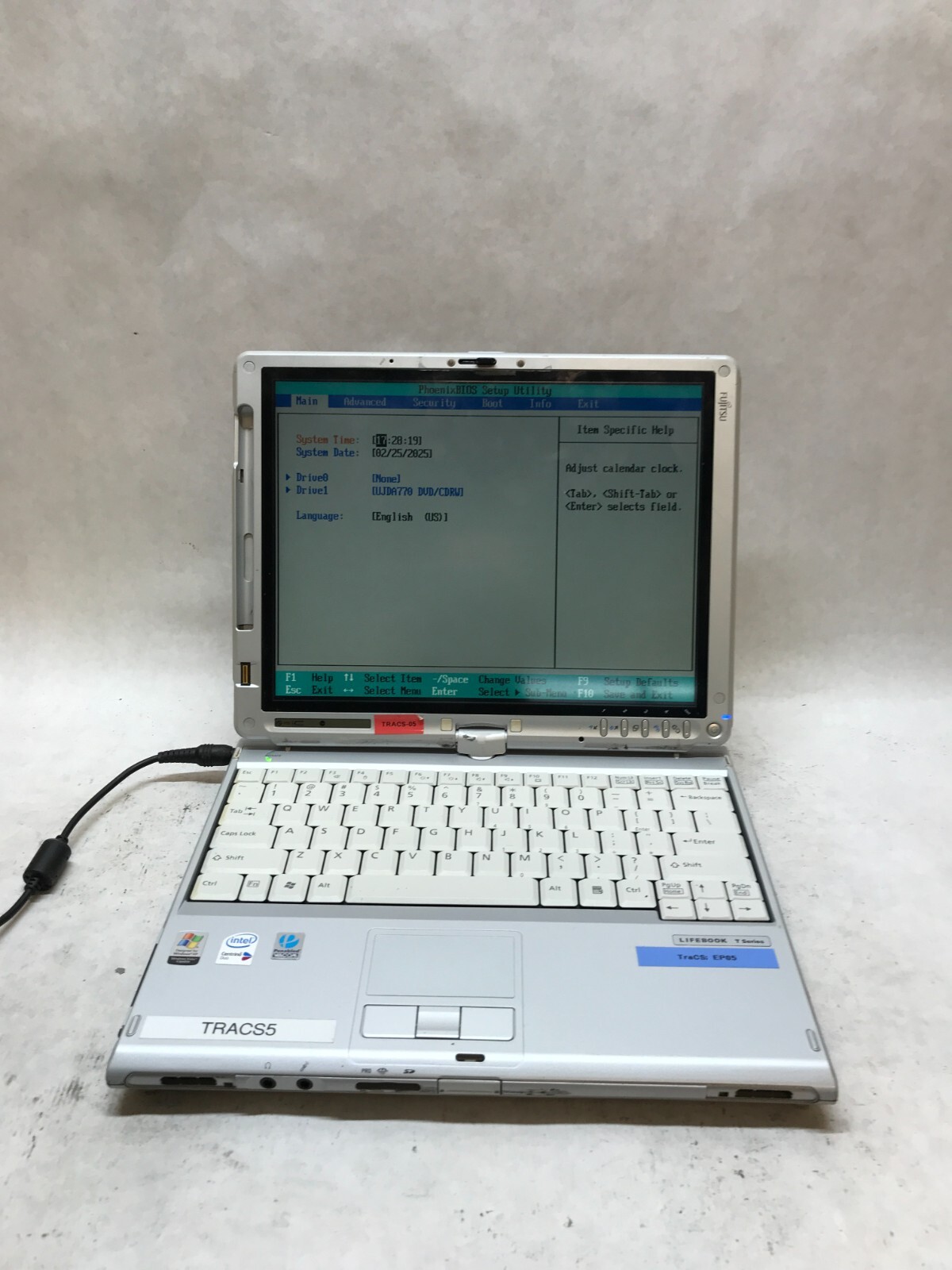 Fujitsu LifeBook T4215 12.1″ Core 2 T5600 1.83GHz 1GB RAM NO HDD/OS AS IS – -DW