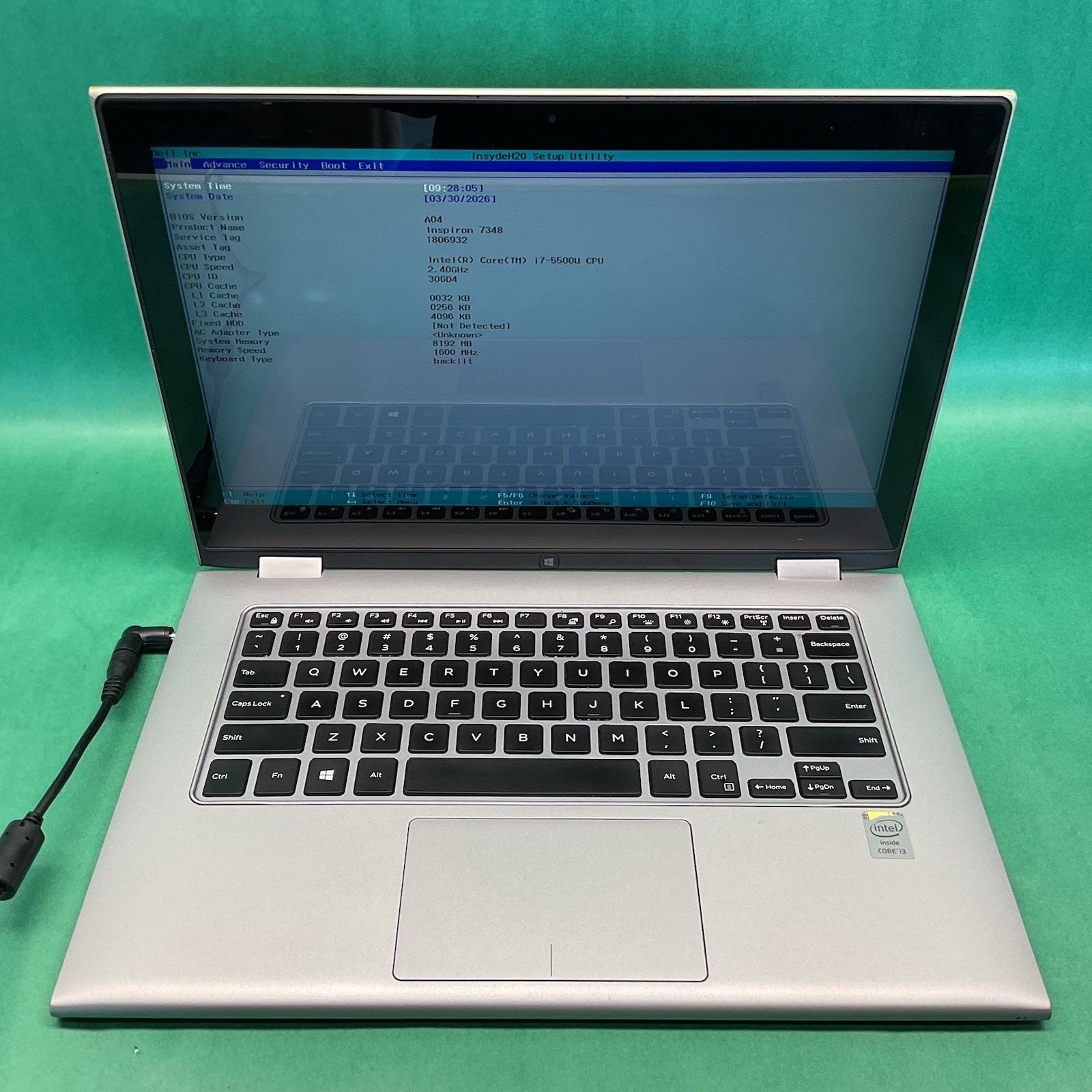 DELL INSPIRON 7348 2in1 i7-5500U – Powers On – NO HARD DRIVE- Untested