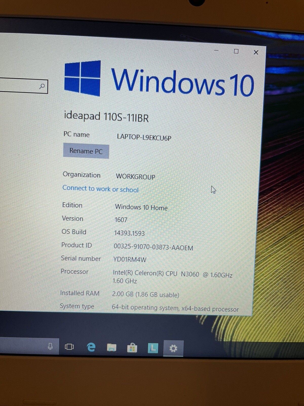 Lenovo Ideapad Windows 10 – 110S-11IBR 11.6″ White Laptop N3060 1.60GHz 2GB 32GB