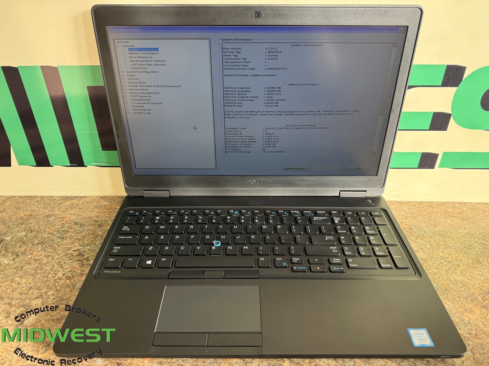 Dell Precision 3520 i5-7440HQ 2.8GHz 16GB 256GB SSD