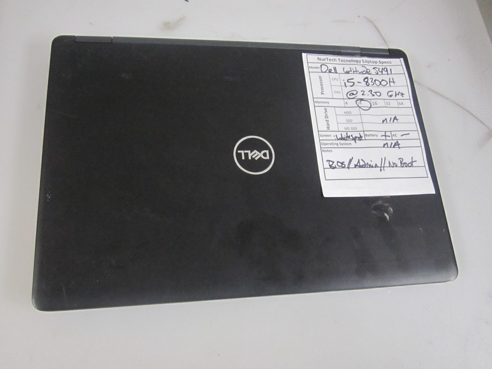 Dell Latitude 5491 i5-8300H 2.3GHz 8GB NO HDD/OS/AC LAPTOP BIOS READ