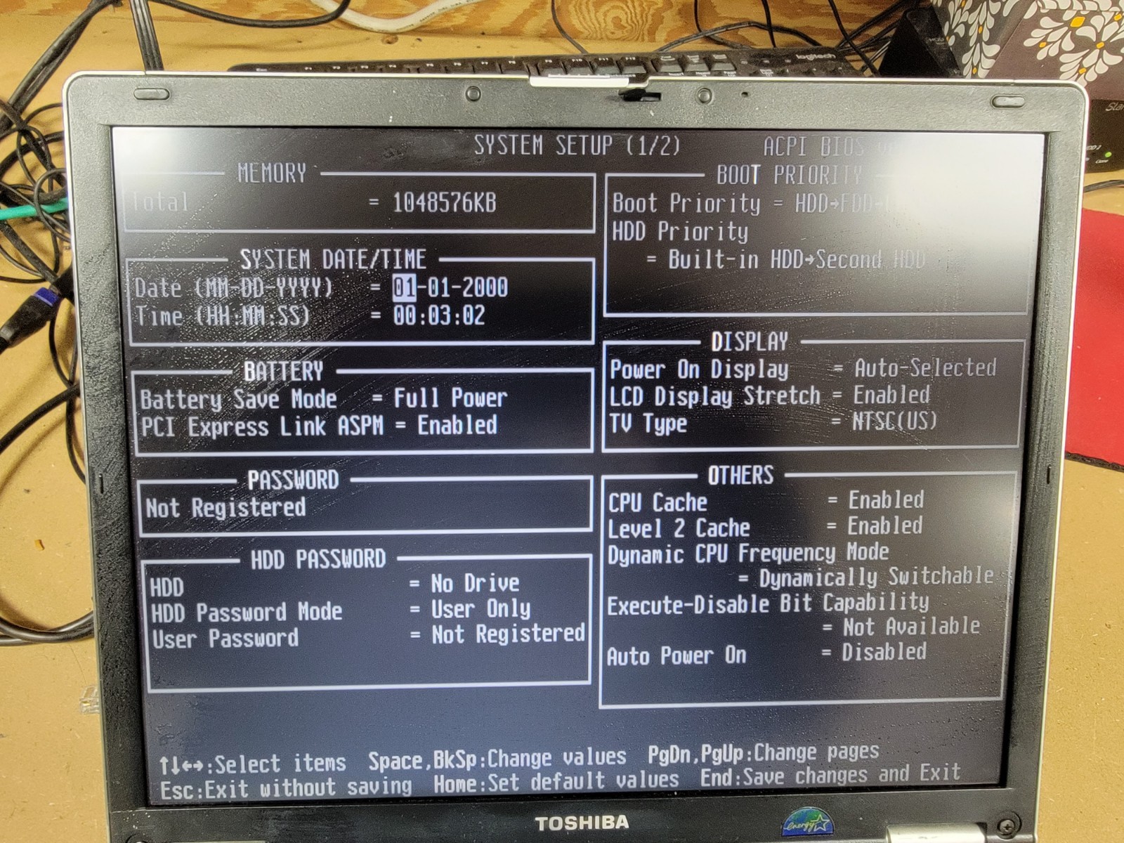 TOSHIBA TECRA M3-S331 – NO HDD – NO BATTERY – PARTS OR REPAIR