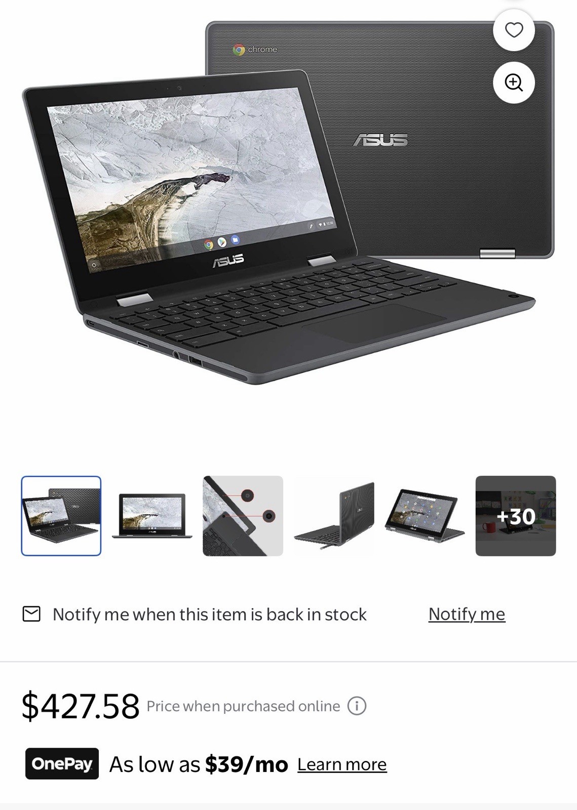 Asus Chromebook Flip 11.6 Touchscreen ,Intel Celeron N4000,32GBSSD,CHROMEOS,C214