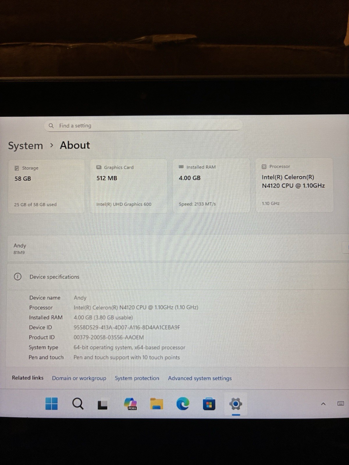 Lenovo 300e 2nd Gen. 2 In 1. 4GB RAM, 64GB Storage, Intel Celeron. Restored.