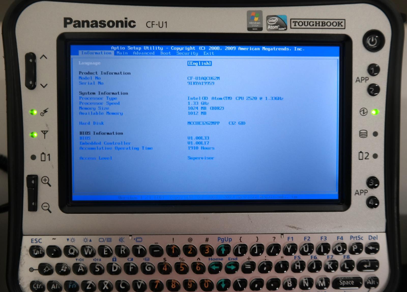 Lot 3 Panasonic Toughbook CF-U1 Atom Z520 1.33GHz 1GB RAM 32GB SSD 5.6in NO OS !