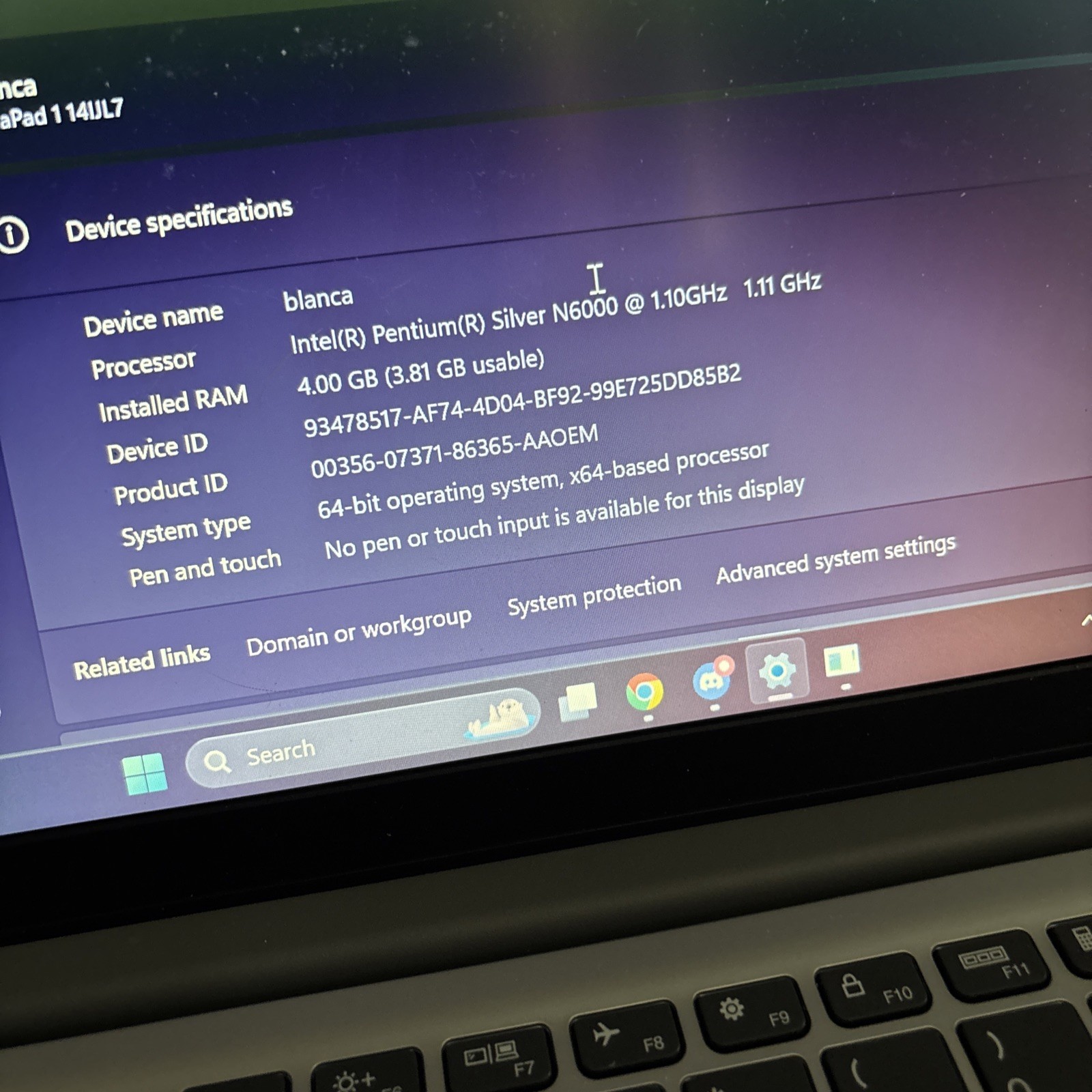 Lenovo IdeaPad 1 14IJL7 14″ Laptop Intel Pentium-Silver N6000 4GB 128GB W11H
