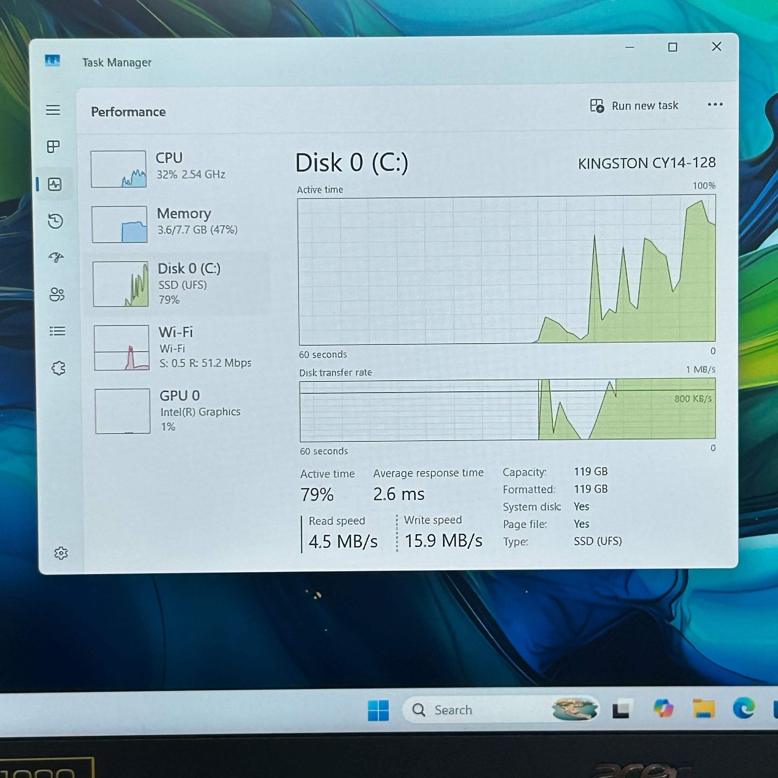 Dell Aspire Go 15 Laptop – Intel Core TM 3 N355, 8GB RAM, 128GB SSD, w/ Charger