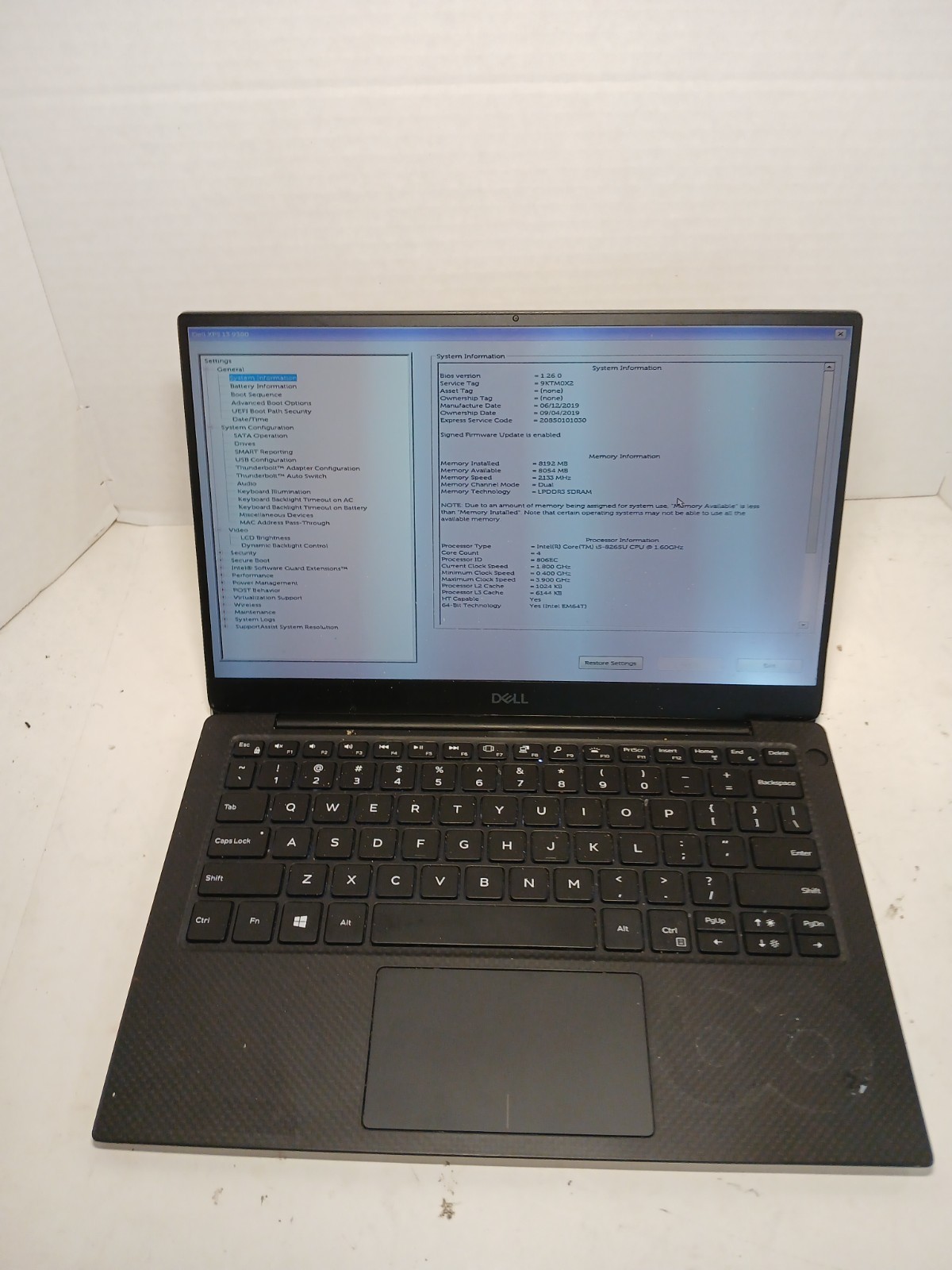 Dell XPS 13 9380 Laptop Core i5-8265U 1.60GHz 8GB RAM No SSD/OS! #97