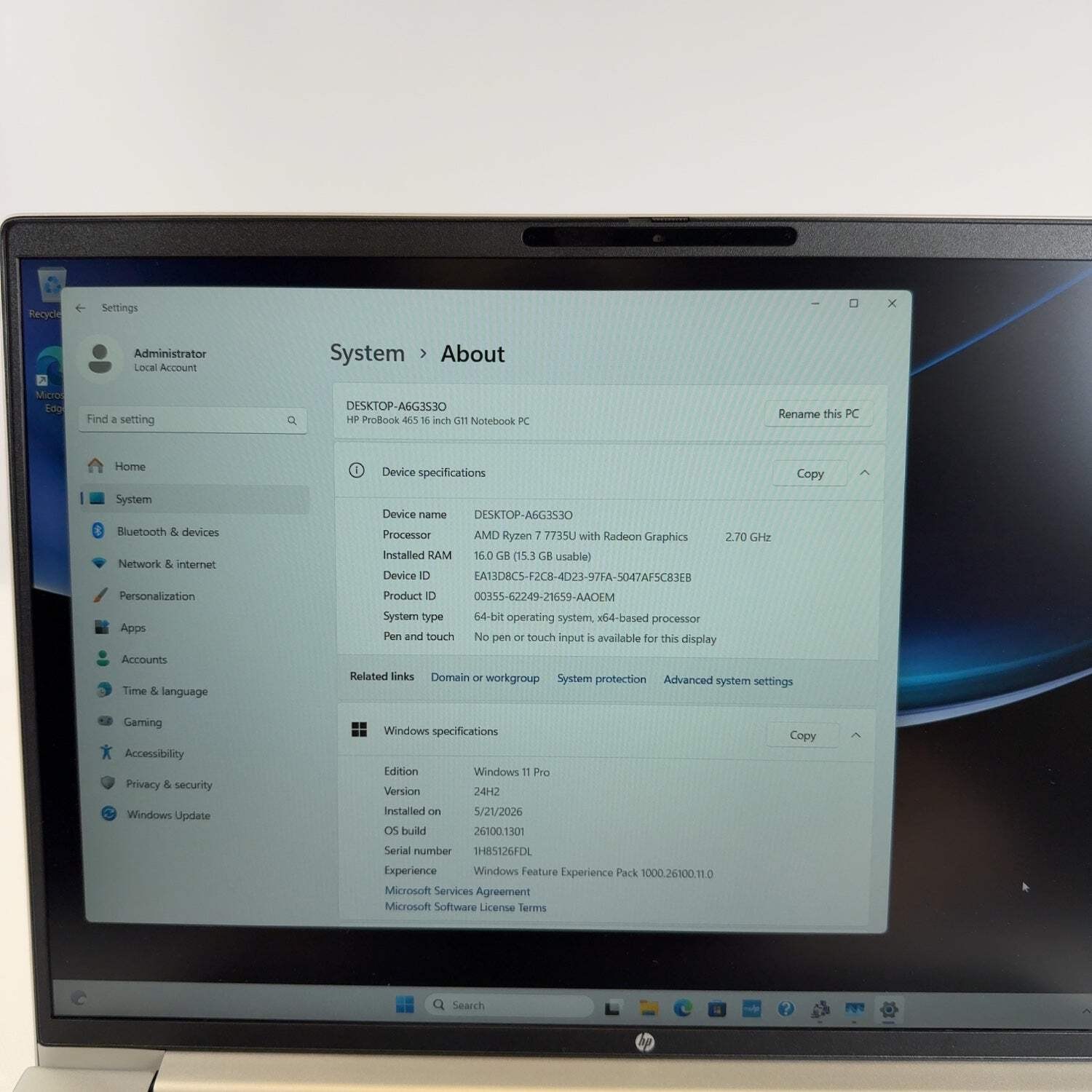 HP ProBook 465 G11 A1RM8UT#ABA 16″ Ryzen 7 7735U 2.7GHz 16GB RAM 512GB SSD