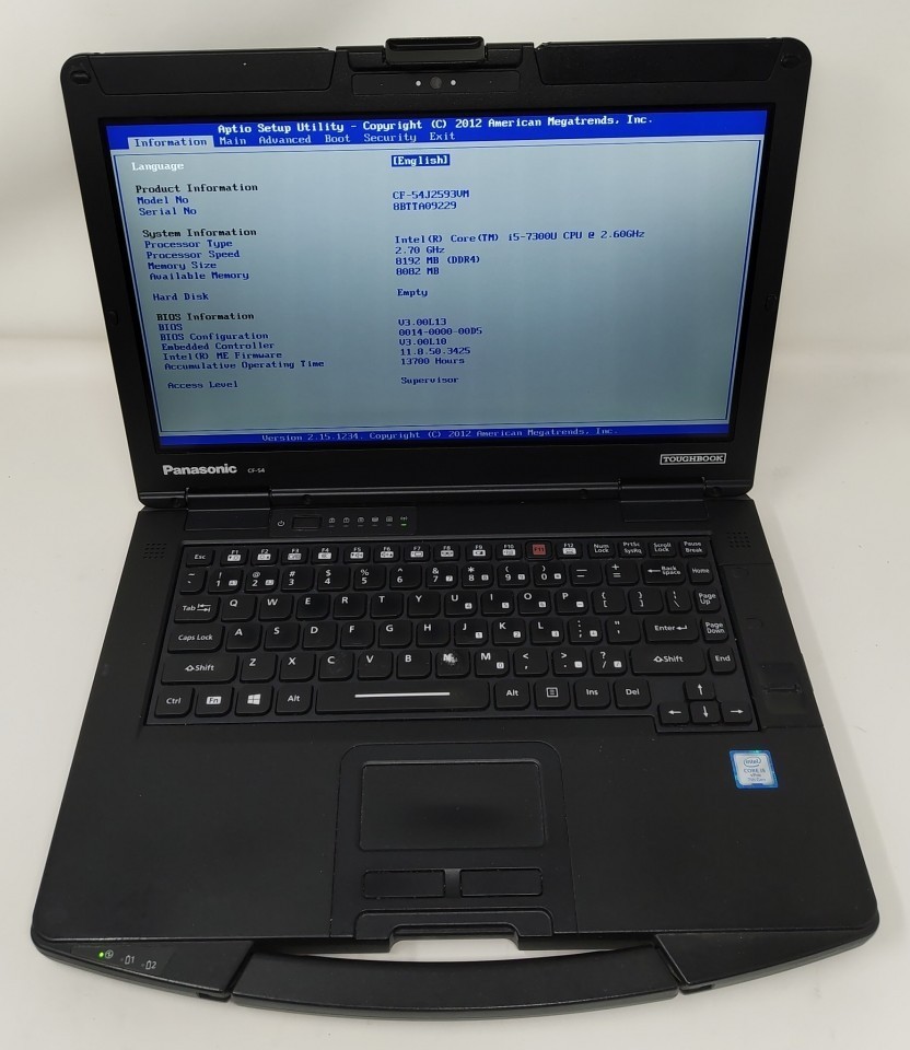 PANASONIC CF-54-3 Rugged Toughbook Core I5-7300U 8GB SEE NOTES