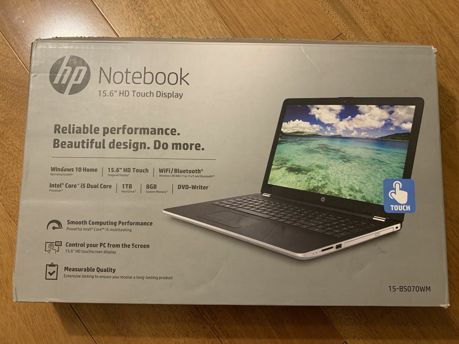 New HP 15-bs070wm, 15.6″ Natural Silver Touch Laptop, Windows 10, Intel Core i5