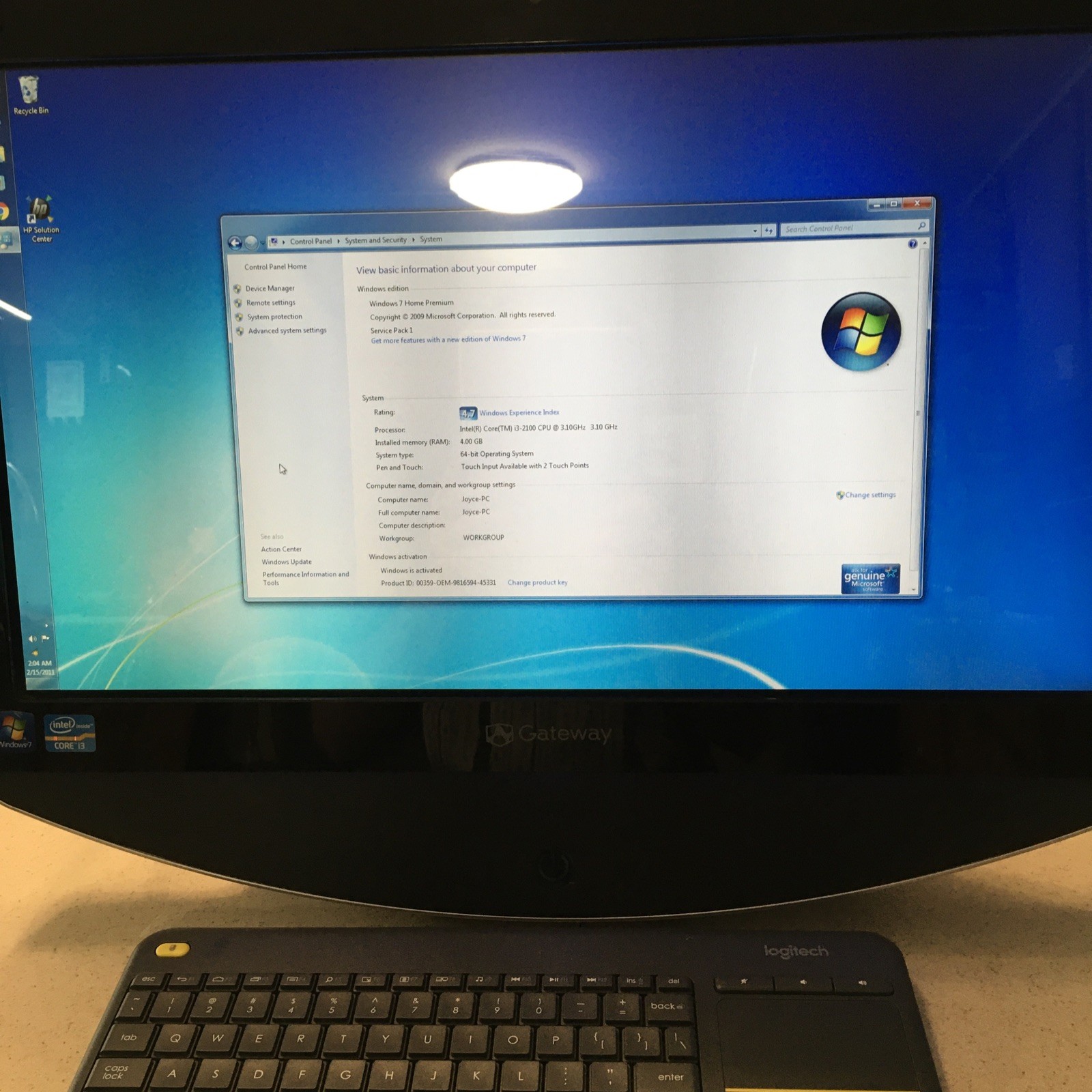 Gateway All-in-one ZX6961-WIN 7 Home i3-2100 3.1ghz, 4gb ram, 930gb HDD