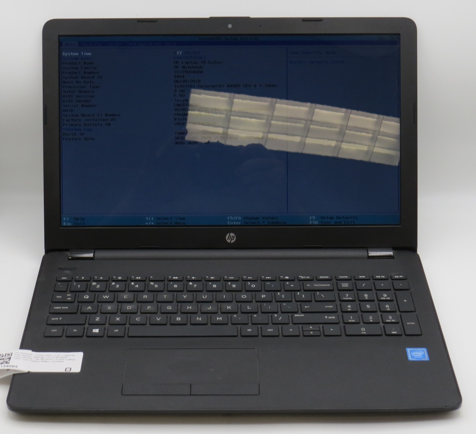 HP 15 Celeron 4000 @ 1.1 8GB DDR4 256GB SSD 15.6″ No OS