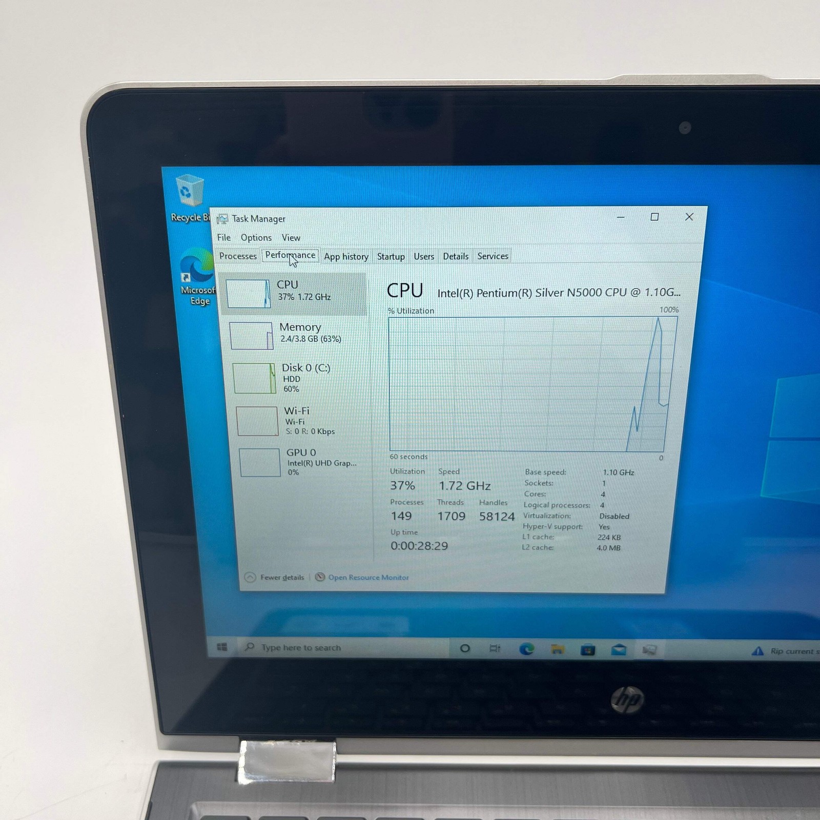 HP Pavilion x360 11m-ad113dx 11″ Laptop Intel Pentium 4GB RAM 500GB Silver