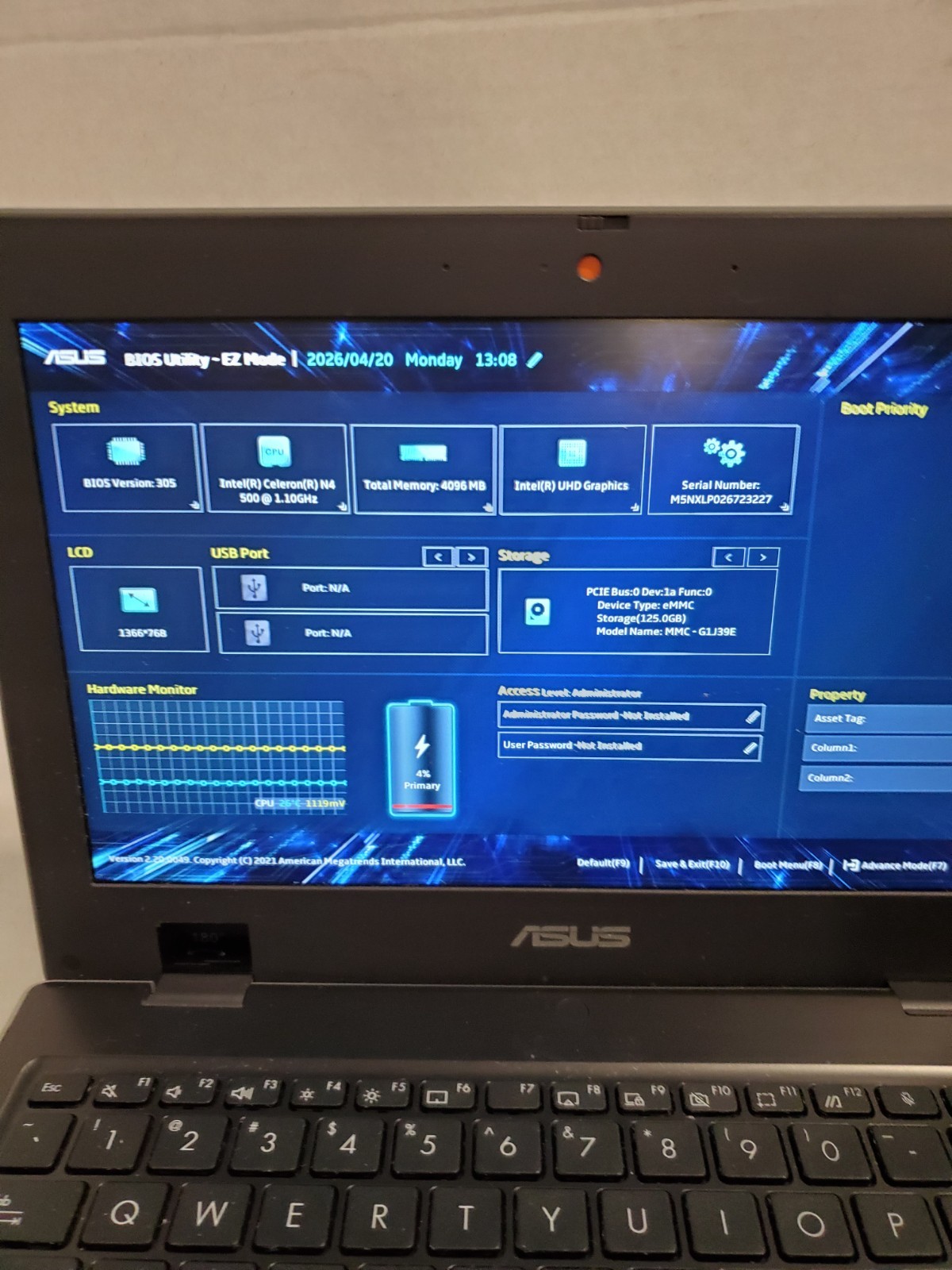 Lot of 10 ASUS BR1100CK 11.6″ Intel N4500 4GB RAM 128GB SSD NO OS! #69