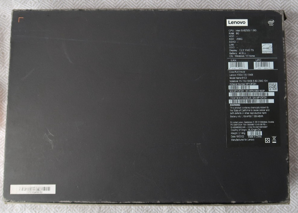 Lenovo Yoga 720-13IKB Laptop [i5-8250U/256GB SSD/8GB RAM] 13.3″ Touchscreen