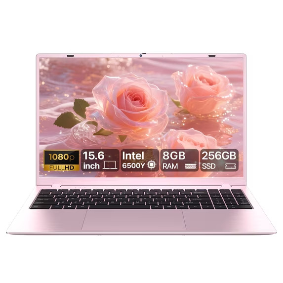 Pink Laptop Computer, 8GB RAM 256GB SSD, Intel 6500Y with 2 Cores, up to 3.4GHz,