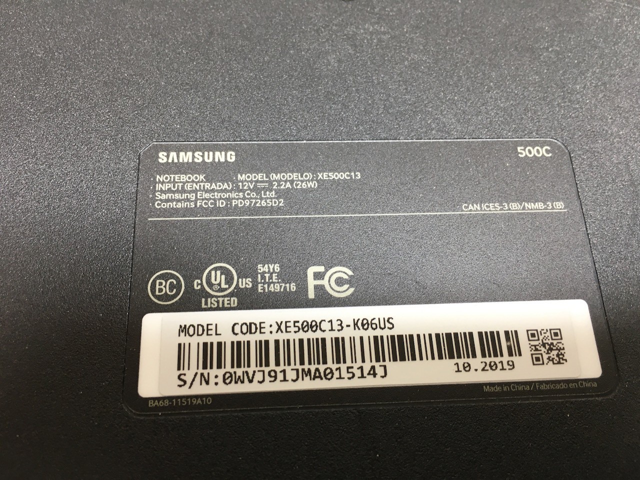 Samsung 11.6″ XE500C13-K06US Linux Debian 13 laptop 4GB RAM 64GB eMMC w/ power