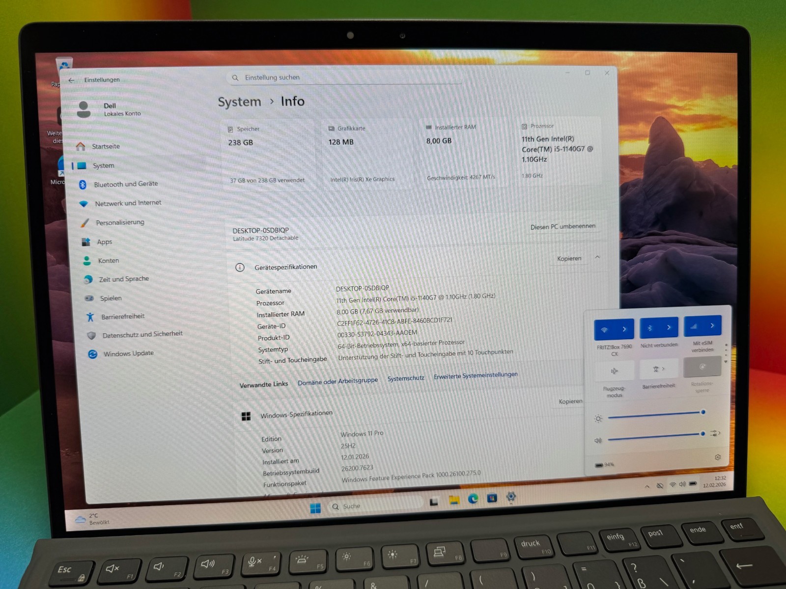 Dell Latitude 7320 2-in-1 LTE eSIM i5-1140G7 8GB 256GB 13″ DE Win11Pro FID ST