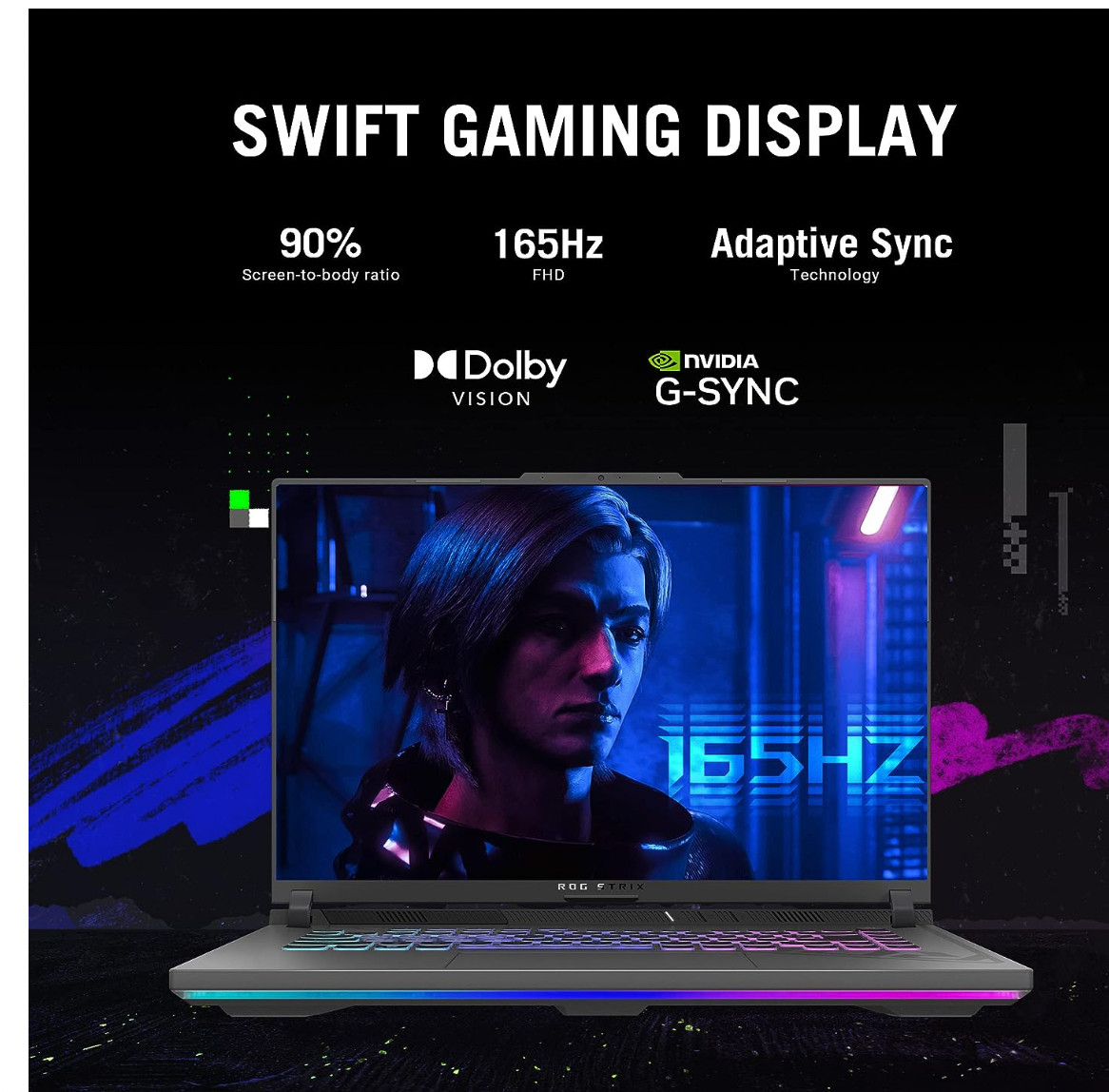 ASUS ROG Strix G16 (2024) Gaming Laptop, 16” 16:10 FHD 165Hz Display, NVIDIA4060