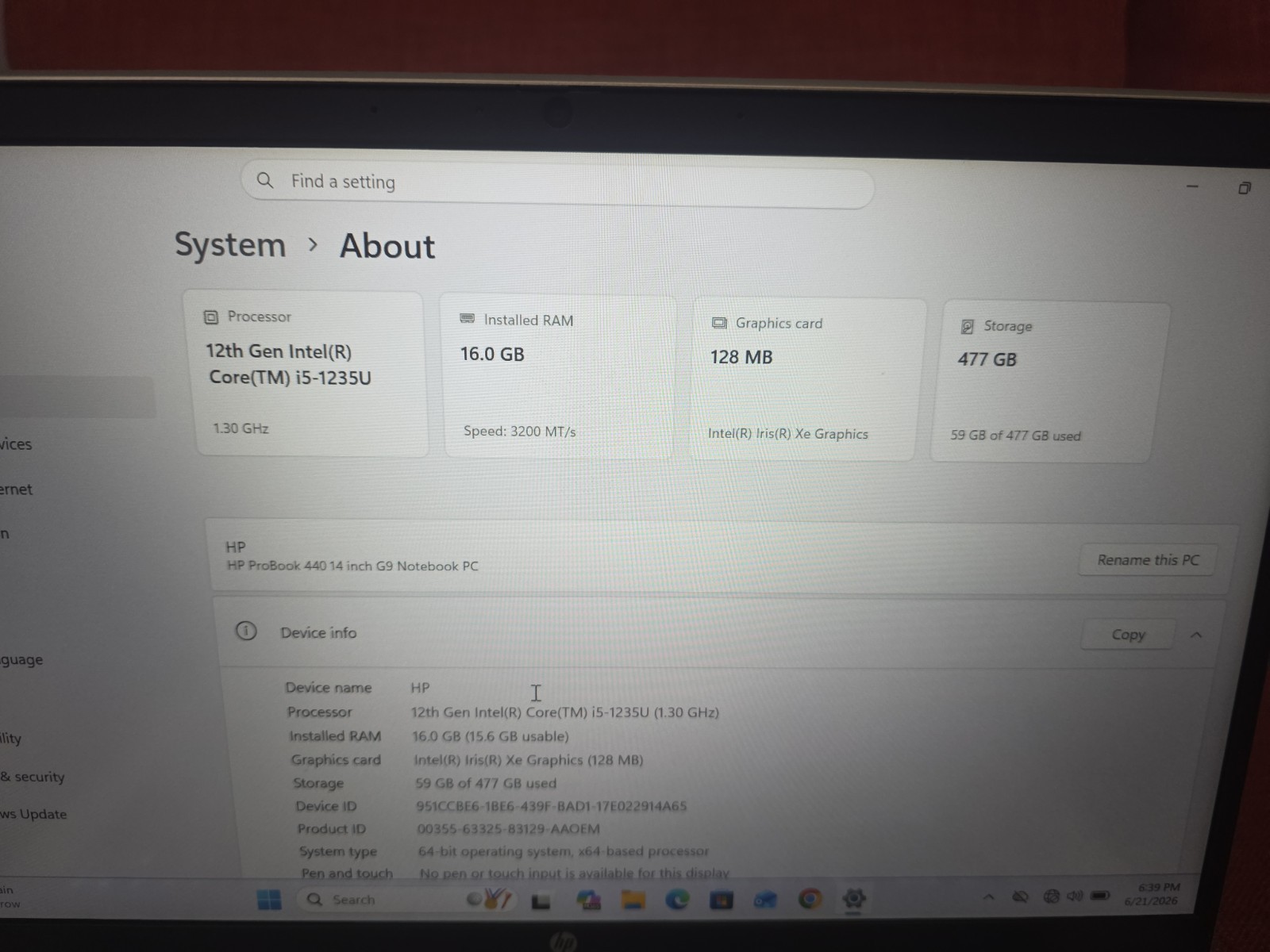 HP Probook 440 G9 – No AC Adapter ***READ Description***