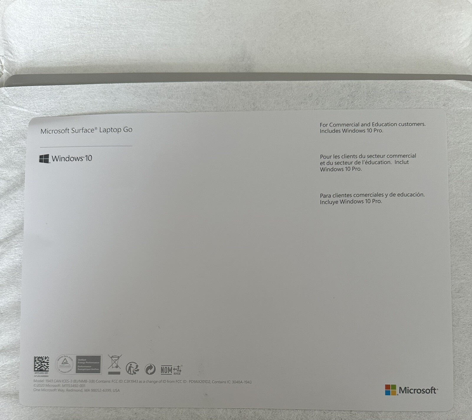 Microsoft Surface Laptop Go 12.4 inch (128GB, Intel Core i5 10th Gen., 1.00GHz,