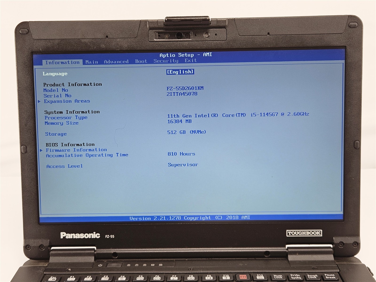 Panasonic Toughbook 14″ FZ-55 MK2 Intel Core i5-1145G7 16GB 512GB SSD 850 Hrs