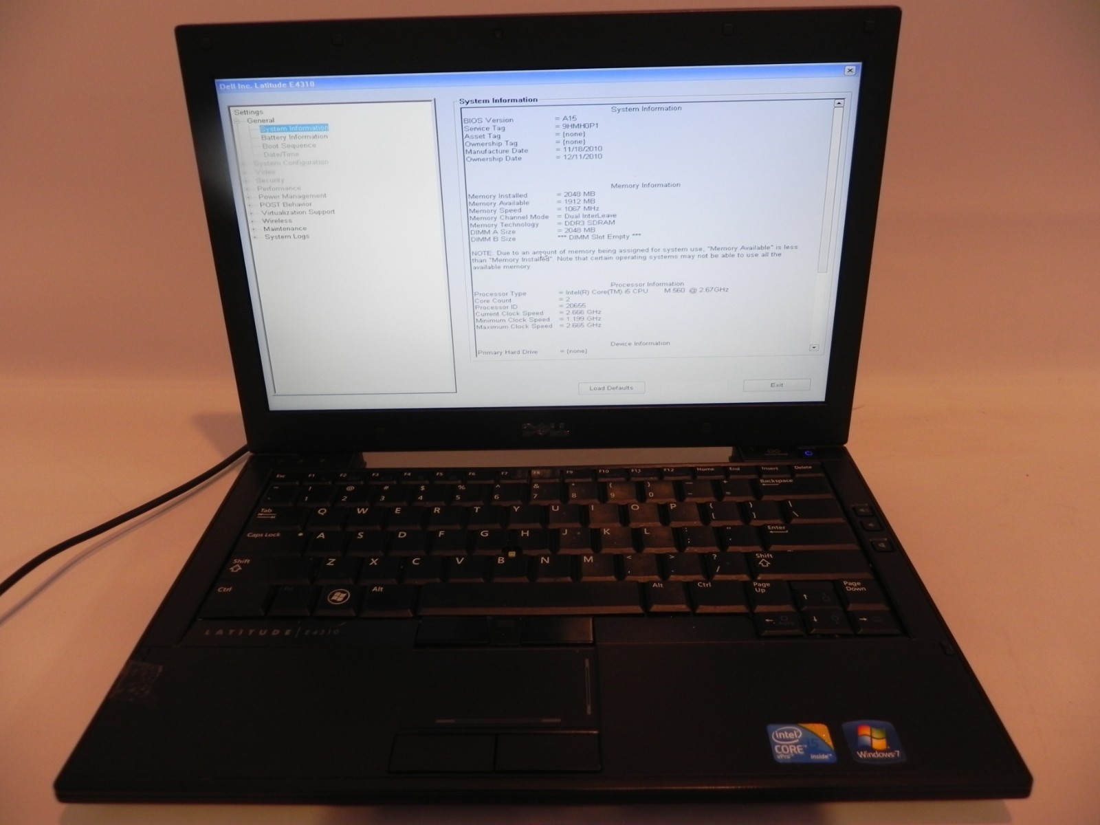Dell Latitude E4310 Intel i5-M560 2.67GHz 2GB RAM – FOR PARTS OR REPAIR –