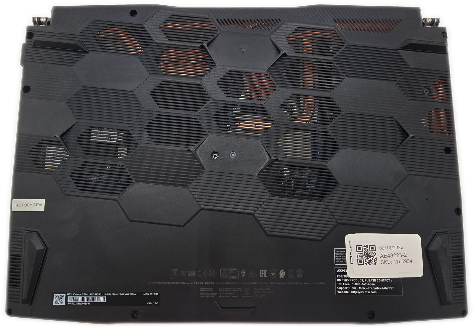 MSI Katana GF66 12UGSK i9-12th Gen 1TB SSD 16GB RAM Gaming Laptop