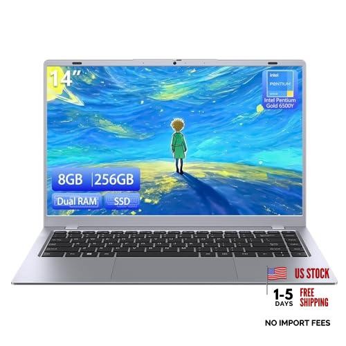 2026 Silver Laptop, Pentium Gold 6500Y Processor(Up to 3.4 GHz),8GB RAM 256GB