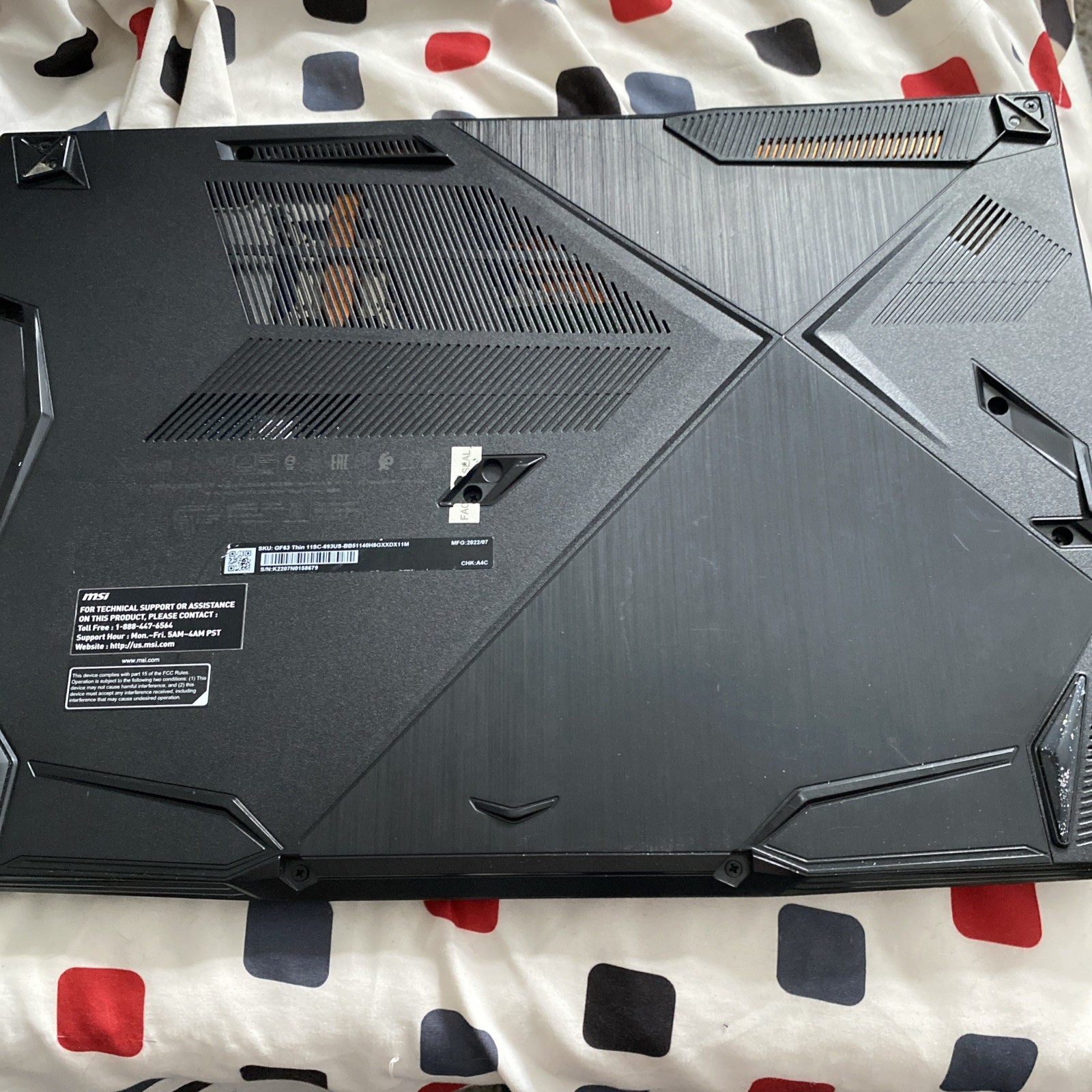 (MA3) MSI GF63 Intel i5-11400H 2.70 GHz 256GB 8GB 15.6″ Gaming Laptop GTX 1650