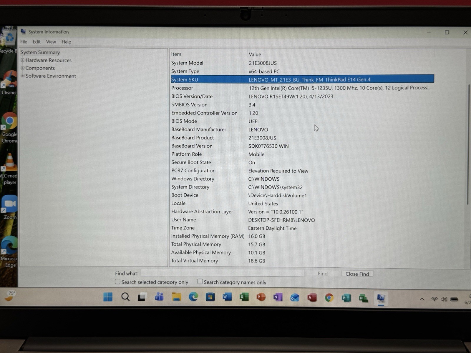 Lenovo ThinkPad E14 Gen 4 14-inch 12th i5-1235u 16GB RAM 256GB SSD Win 11 Pro