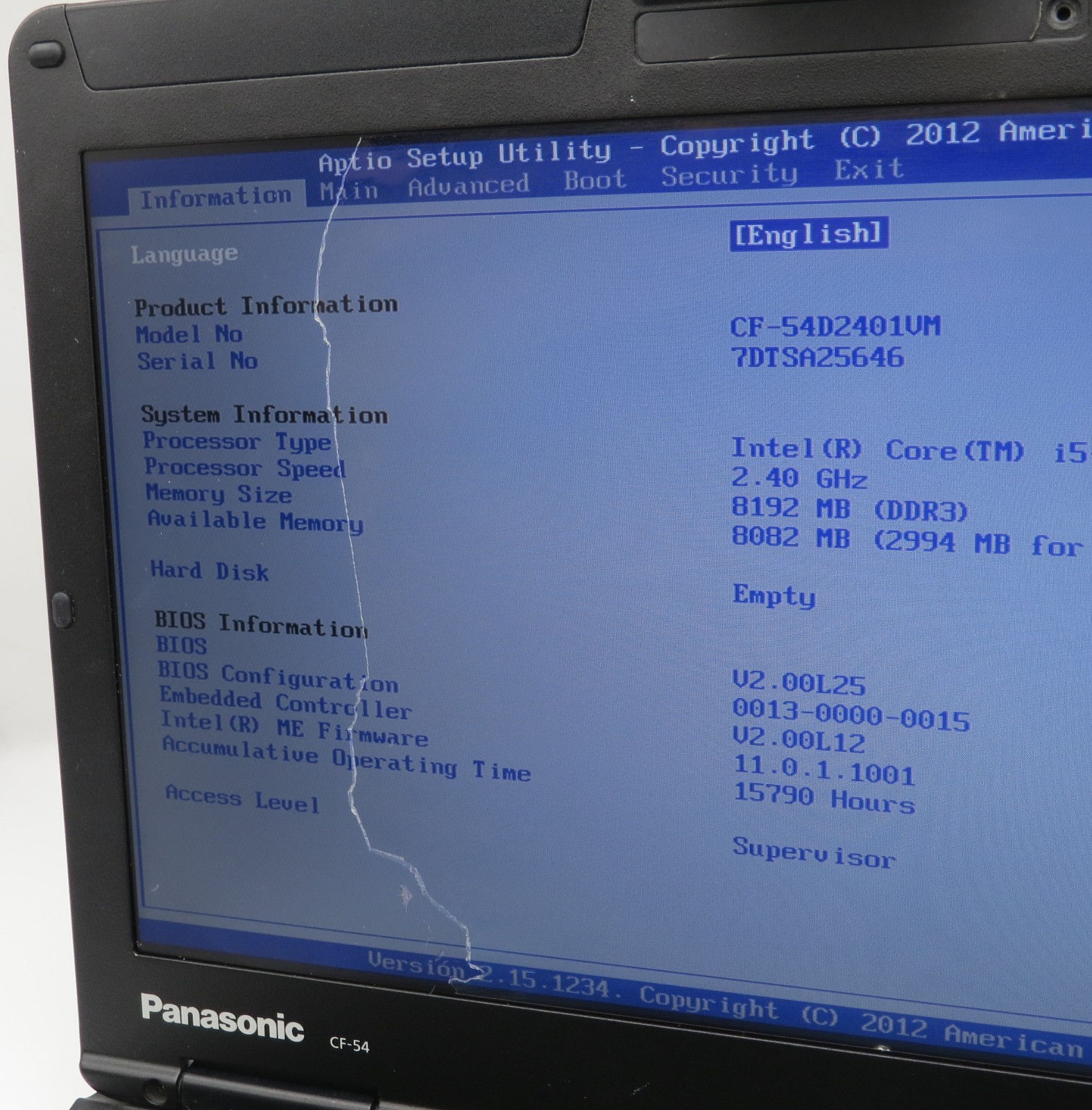 Toughbook CF-54 MK2 | i5-6300U @ 2.4GHz | 8GB DDR3 | No HDD/OS *READ*