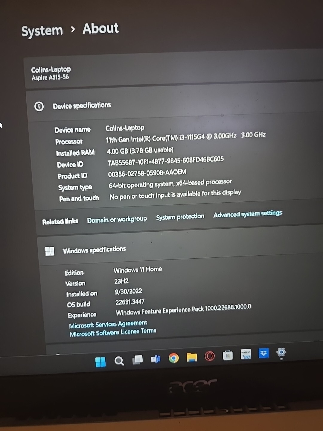 Acer Aspire 5 A515-56-36UT 15.6″ (128 GB SSD, Intel Core i3 i3-1115G4, 3 GHz,…