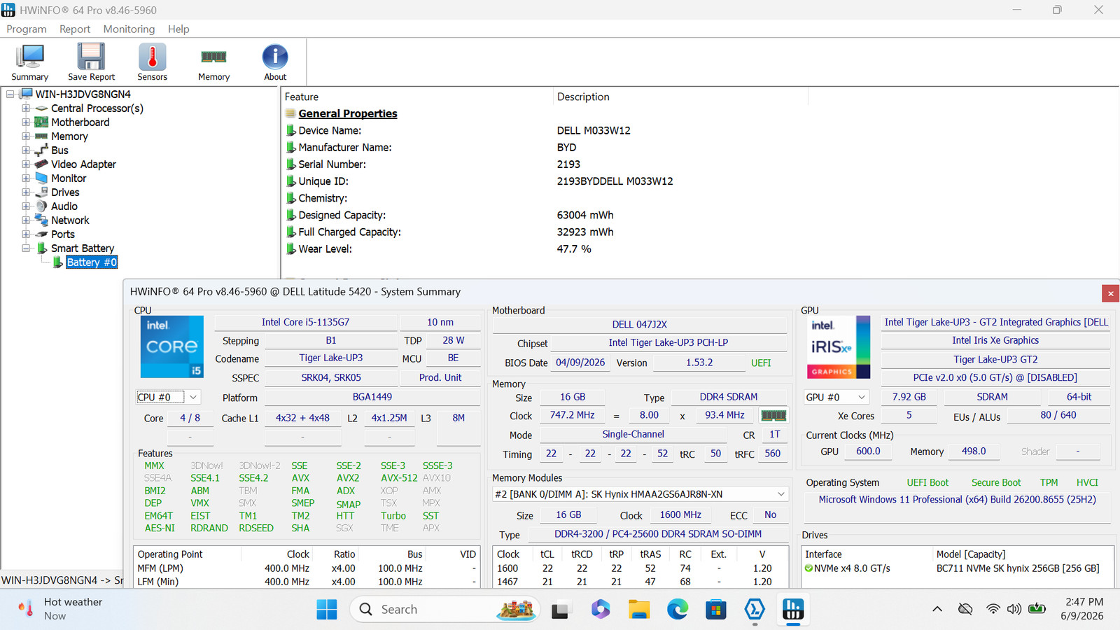 Dell Latitude 5420 14″ FHD i5-1135G7 16GB 256GB SSD W11P Grade D READ AS-IS