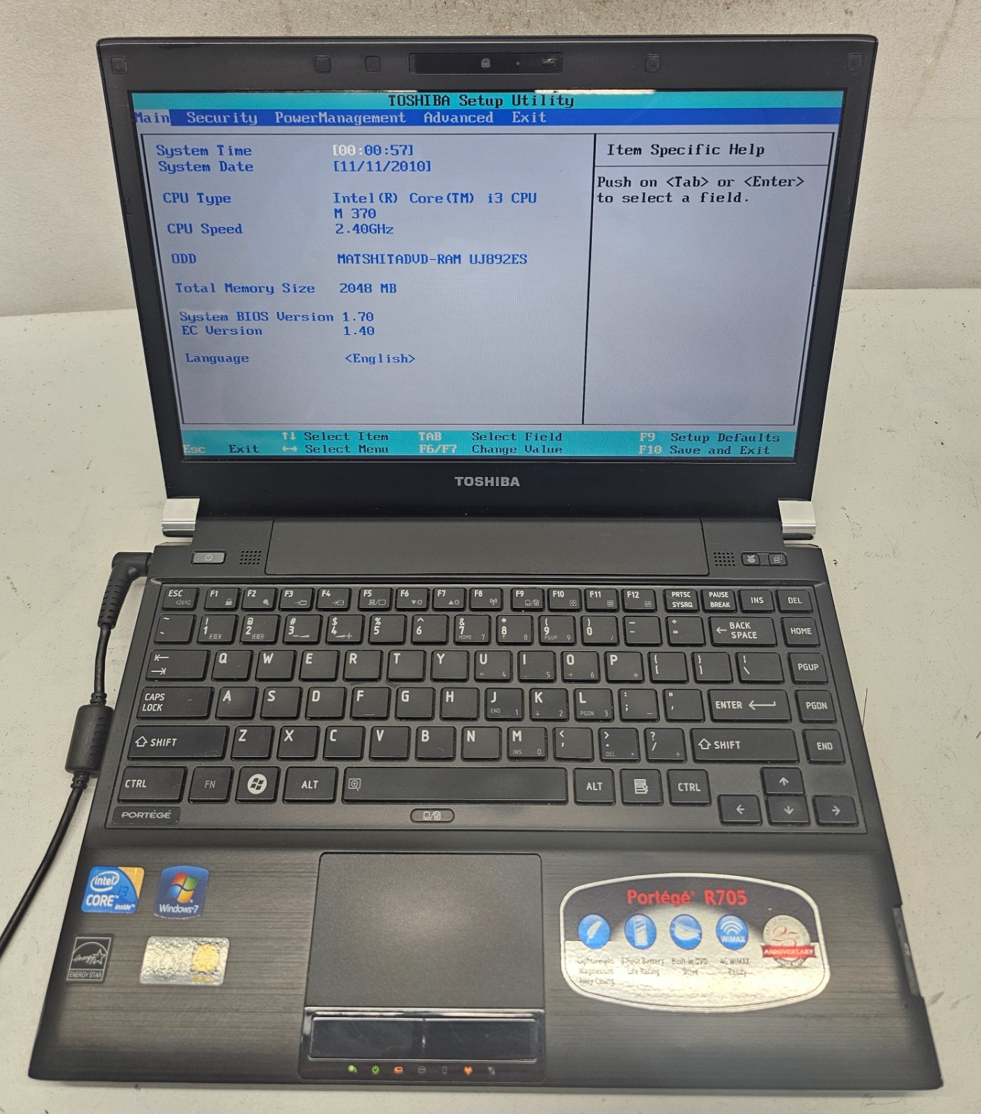 Toshiba Portege R705-P35 13.3″ Laptop Intel Core i3-370M 2GB Ram NO HD/OS (FL)
