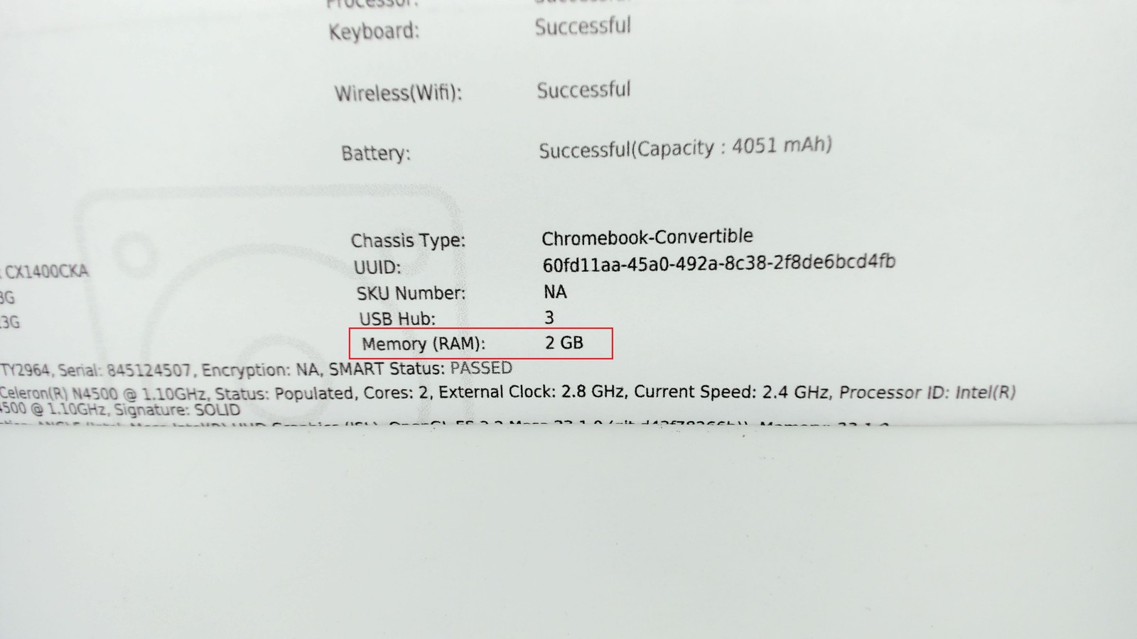 Asus Chromebook CX1 14″ Intel Celeron N4500 4GB 64GB CX1400CKA-DB44 PC1701487