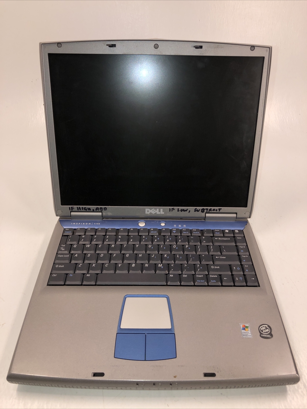 Dell Inspiron 1100 PP07L Laptop Computer 1 GB Ram. No Hard drive FOR PARTS