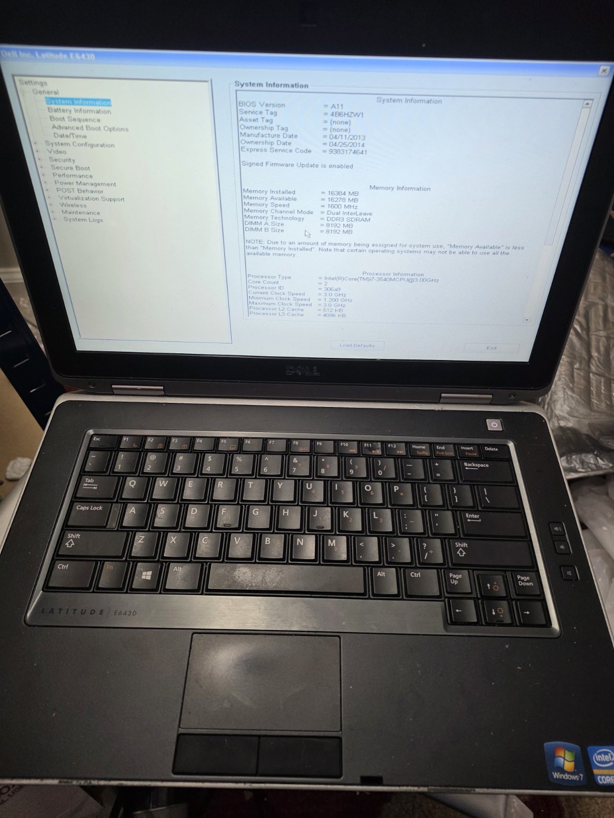 Dell Latitude E6430,Intel Core i7-3540@3.00ghz,16GB RAM 256GB SSD WIN 10