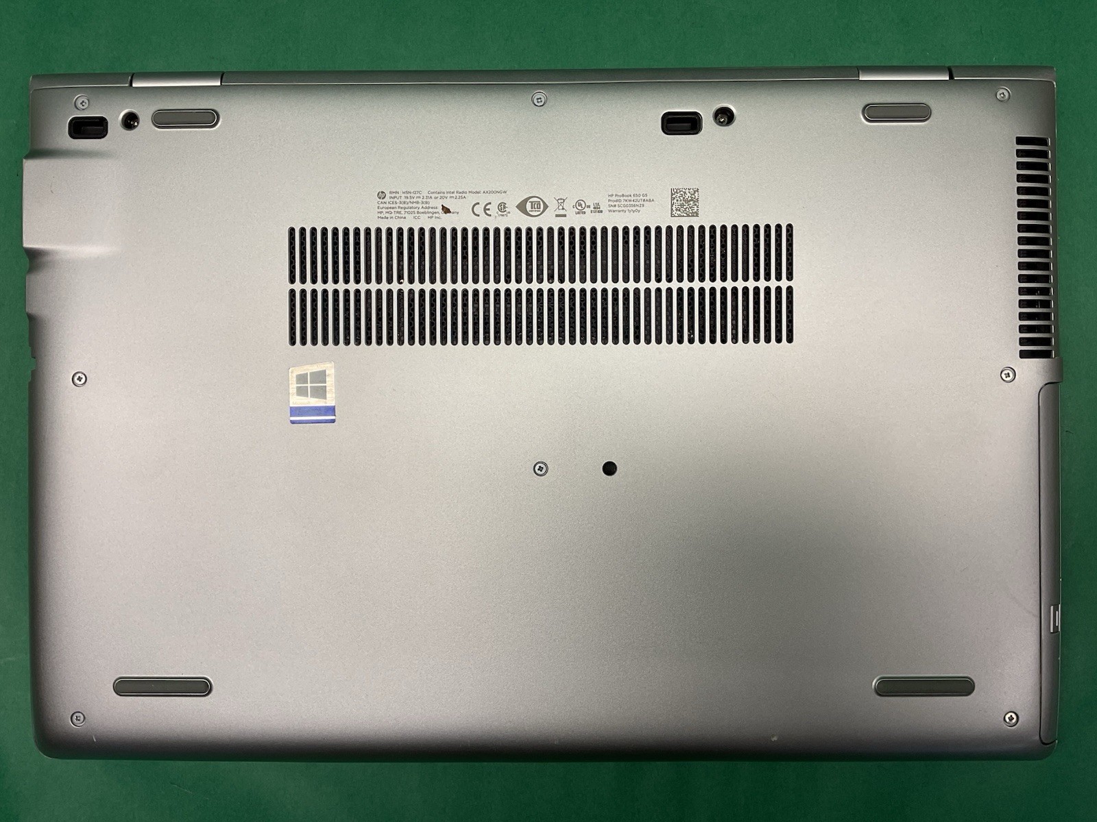 HP Probook 650 G5 – Powers On – NO HARD DRIVE- Untested