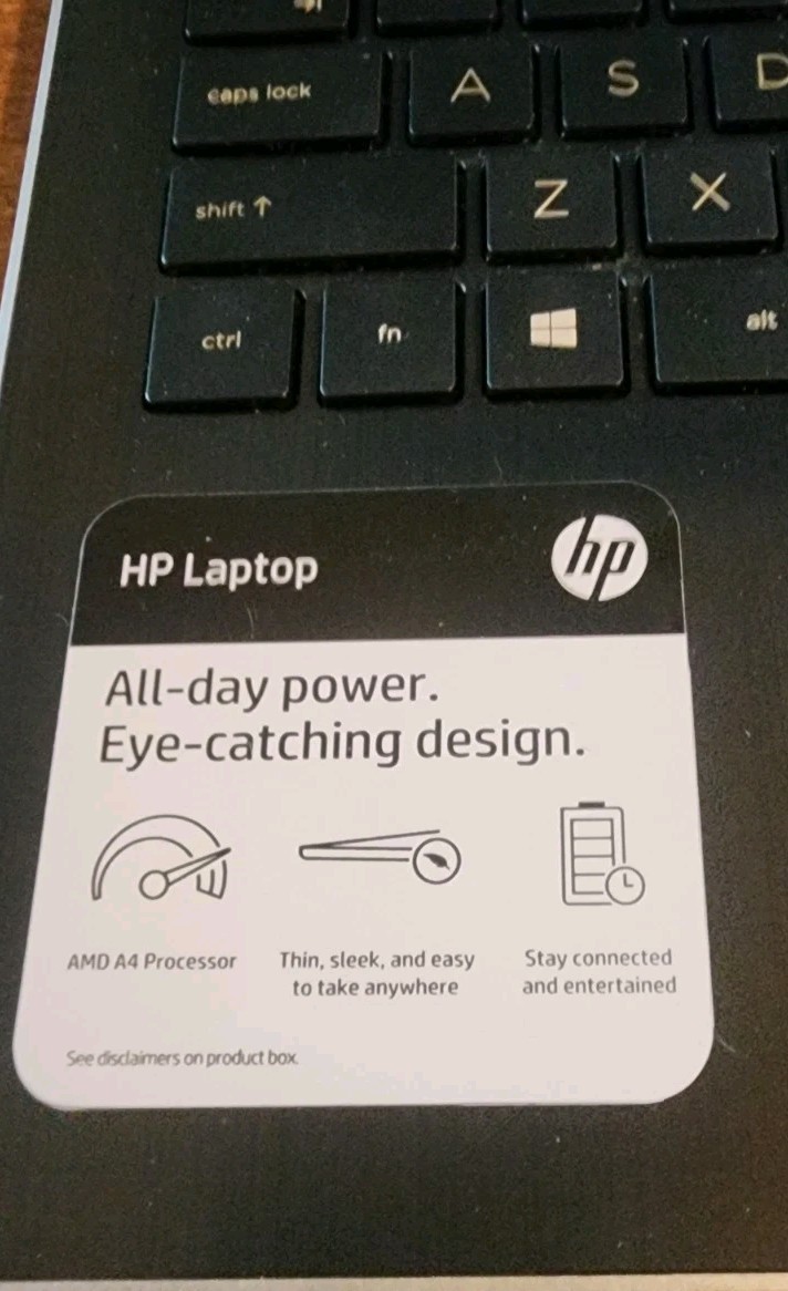 14′ Hp 14-dk0095nr Laptop AMD A4-9125 / 4GB / 128 Gb M.2 Windows 11 Home