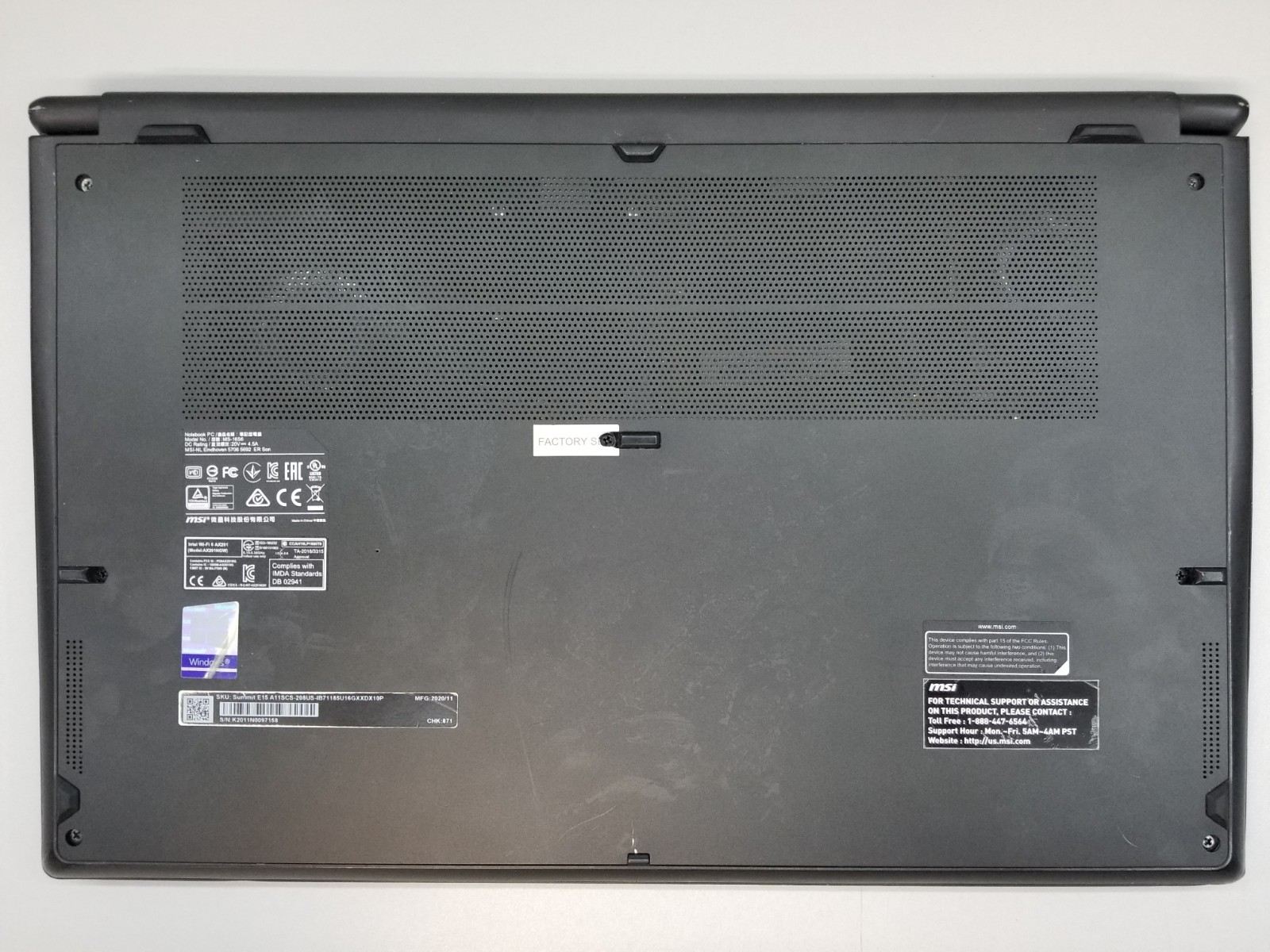 AS-IS MSI Summit E15 i7-1185G7 3.0GHz 16GB RAM 512GB NVMe NVIDIA GTX Win11P READ
