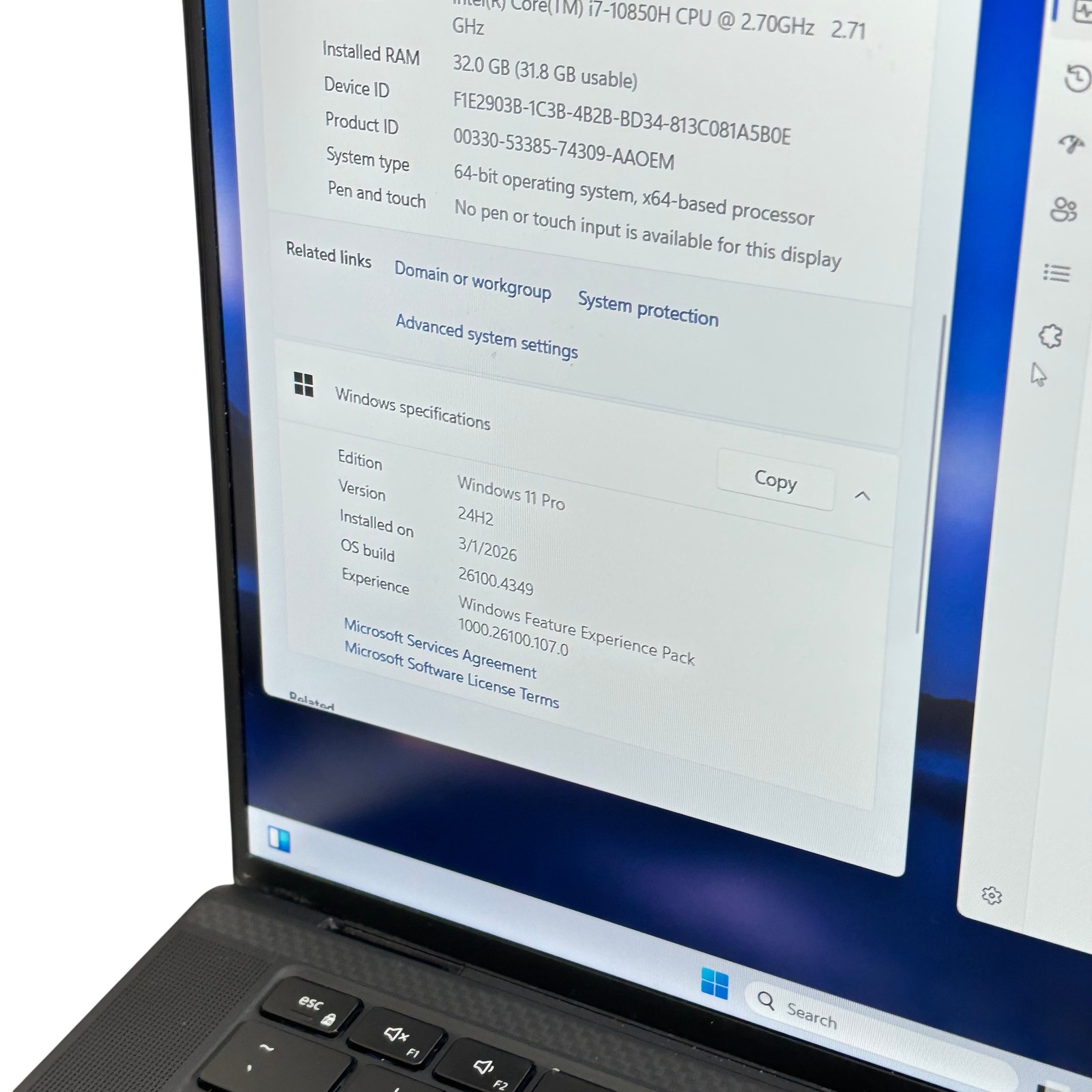 Dell Precision 5550 Intel Core i7-10850H 2.7GHz 32GB RAM 512GB SSD 15.6”