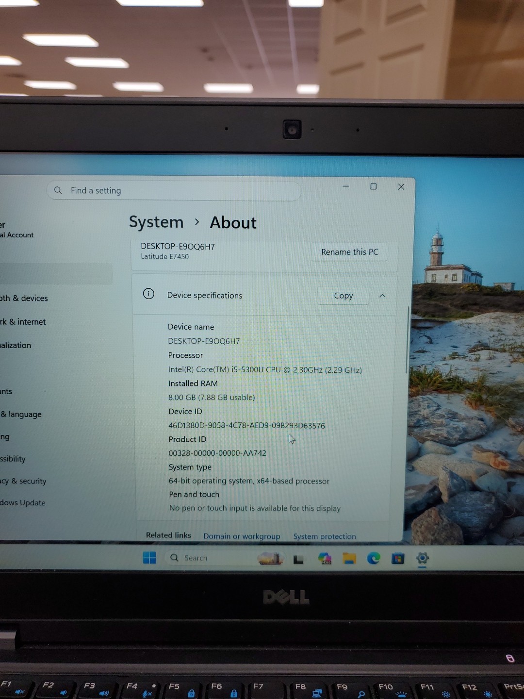 DELL Latitude E7450 14″ Intel Core i5-5300U 8GB RAM 256gb SSD W11P 042926-7