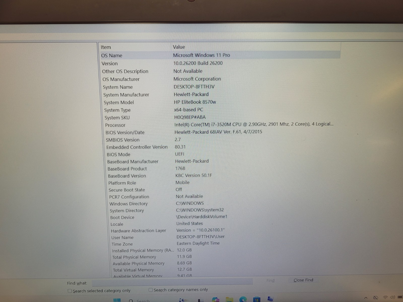 HP EliteBook 8570w i7-3520M 320GB SSD 12GB RAM Quadro K1000M Windows 11