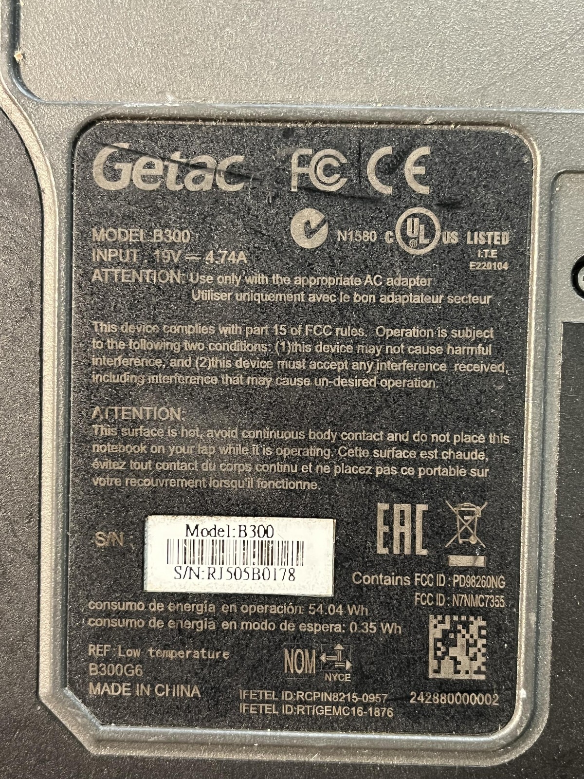 GETAC B300G6 Core i7 6600U 4GB 512GB Win11Pro C4 F3