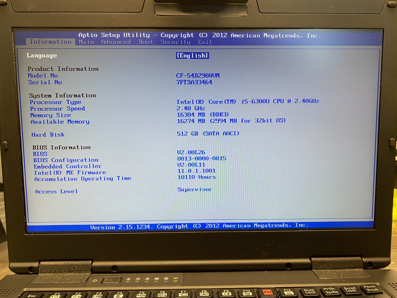 Panasonic CF-54 MK2 i5 6300u 16GB DDR3 500GB SSD W11P, 65% Battery w/Charger
